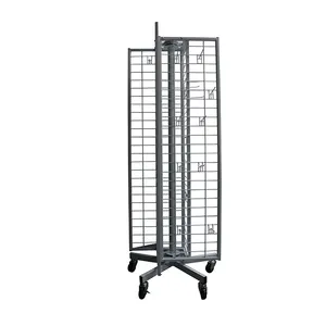 Rotating Wire Grid Display Rack 4 Sided Free Standing Removable Stand for Display Product