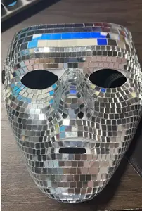 Hot Selling New Arrivals Cosplay Masquerade Halloween Party Props Silver Mirror Disco Ball Mask