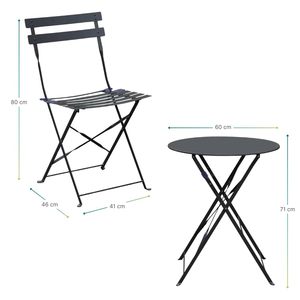 Conjunto de Bistro Metálico Redondo para Exteriores con 2 Sillas y 1 Mesa, Muebles de Jardín Plegables, Diseño Retro, Color - Product Image 2