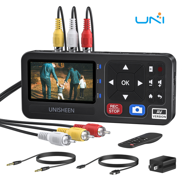 VHS to Digital Converter with 3 Inch Display AV & HDMI Video Capture Device VCR to Digital Recorder for VHS Tapes