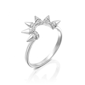 Gemnel Großhandel Schmuck Vergoldeter Messingschmuck Messingschmuckhersteller Zirkon-Schmuck 18k Gold Neuester Sonnen-Spike-Ring - Product Image 6