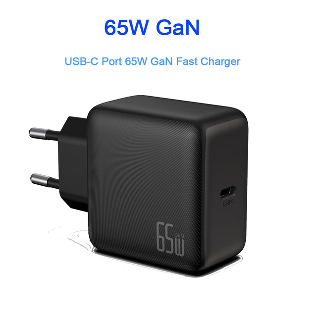 GaN Technology 65W USB-C Fast Charger PD3.0 PPS Adapter for Laptop iPhone Ultra-Compact 51x53mm Size Overheat Protection Charger