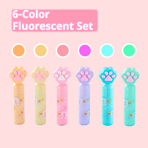 Evidenziatori Fluorescenti Multicolore Stile Cartone Animato, Penna Evidenziatore con Design a Zampa di Gatto, Marcatori Colorati Carini per Evidenziare Punti Chiave - Product Image 2