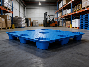 Palettes Huidu en PEHD moulées par soufflage, légères, empilables, à 9 pieds, entrée 4 directions, industrielles, 20 kg, pour le stockage de marchandises en plastique et les magasins de détail - Product Image 2