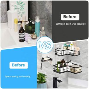 Organizador de Baño Pequeño, Estante de Esquina para Ducha, Color Negro, para Encimera, Hogar y Oficina - Product Image 4
