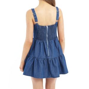 Nuevo Vestido Mini Vaquero sin Mangas con Volantes, Cuello Cuadrado y Lazo Frontal, Vestido Casual de Verano para Mujer - Product Image 2