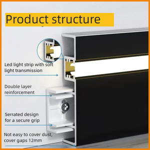 <span class=keywords><strong>Plinthe</strong></span> en métal éclairée avec bande LED, montage en surface, aluminium, acier inoxydable, <span class=keywords><strong>plinthe</strong></span> avec rainure lumineuse - Product Image 6