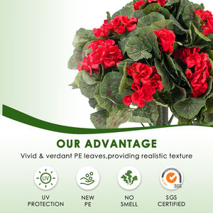 Оптовая продажа, PZD-1-278 пластиковый цветок из розового и красного крабового яблока с молотыми шипами, искусственные кусты, искусственный самшит, топиарий - Product Image 5