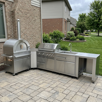 Meubles de cuisine modulaires d'extérieur en gros, en acier inoxydable 304 recyclé, multifonctionnels pour jardin
