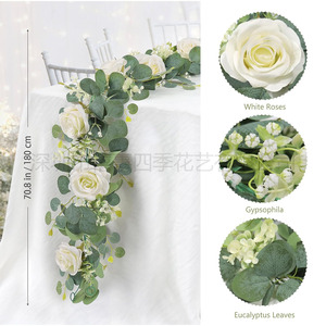 เถาวัลย์หวายเทียม 180 ซม. สีขาว ประดับดอกยิปโซฟิลลา สำหรับตกแต่งงานแต่งงานและคริสต์มาส - Product Image 2