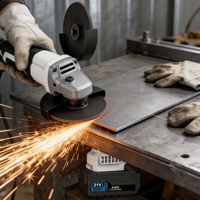 Meuleuse d'angle sans fil professionnelle sans balais 21V 1 batterie chargeur étui pour la coupe et le meulage du métal et du bois - Meuleuse d'angle
