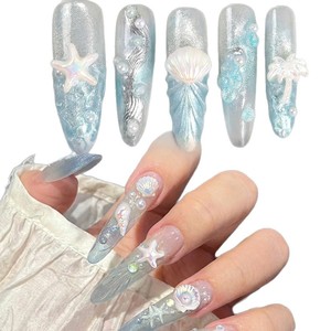 Boîte de 12 compartiments de breloques 3D en résine pour nail art, motifs coquillages marins d'été assortis, miniatures, pour décoration de vacances, vente en gros en vrac pour ongles - Product Image 5