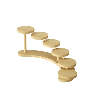 Estante de Madera de Múltiples Niveles, Organizador de Cosméticos Redondo de Escritorio de 6 Niveles, Color Madera Natural - Product Image 5