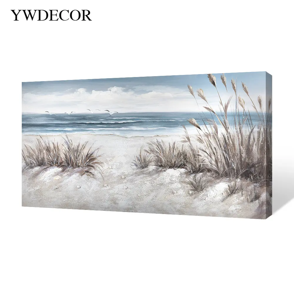 Fábrica preço beira-mar reed paisagem 100% pintados à mão arte abstrata seascape pintura a óleo 3D parede arte decoração