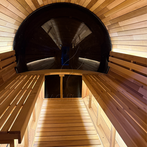 Sauna Panorámica Tipo Domo de Cedro Rojo para 4-6 Personas, con Estufa de Leña para Exteriores, Vapor Seco de 9KW y Beneficios para la Salud - Product Image 4
