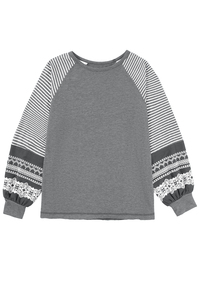 Cher-amant en gros femmes <span class=keywords><strong>Tillandsia</strong></span> violet contraste imprimé rayé Raglan ample décontracté haut à manches longues - Product Image 5