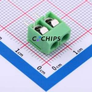 MX301-5.0-02P-GN01-Cu-Y-A Screw Terminal Block Through hole Component (THT),P=5mm Connector 1x2P 5mm Green Through Hole - Product Image 1