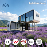 Maisonnette écologique en forme de pomme, mobile, 1 ou 2 étages, préfabriquée, solution d'hébergement pour les vacances, maison en conteneur de 20 pieds ou 40 pieds