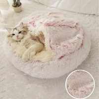 Coussin d'hiver long et confortable en peluche unie pour chat et cage à animaux, panier chaud rembourré en coton, sac de couchage pour chien, nid pour petits chats