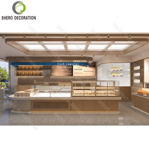 Mostrador de tienda de madera personalizado, exhibición de panadería, <span class=keywords><strong>puerta</strong></span> de vidrio, gabinete, escaparate de postres - Product Image 2