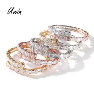 2022 Luxury Bangles Princess Cut Baguette CZ Bracelet Bangle for Woman 18K Gold Plated Hip Hop Jewelries