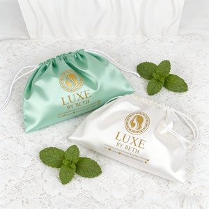 Sıcak Satış Paketleme Peruk Saç Ekleri İpli İpek Saten Çanta Özel Logo Saten Hediye Toz Torbası - Product Image 2