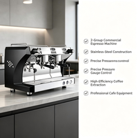 Machine à expresso professionnelle à double tête en acier inoxydable avec robinet vapeur pour boulangerie, bar, restauration et boissons