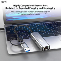 USB A Typ C 5 Gbit/s Gigabit-Ethernet-Adapter, Aluminiumgehäuse, RJ45-LAN-Karte für Laptop, Switch, PC, Telefon, kabelgebundenes Netzwerk