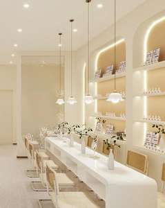 Furnitur Salon kecantikan, Set meja dan kursi manikur Spa kuku dengan koleksi debu dan lampu kuku - Product Image 1