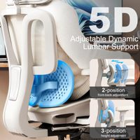 Chaise de bureau ergonomique AJUNION avec soutien lombaire dynamique, appuie-tête et accoudoirs 3D réglables, chaise de jeu pour ordinateur avec siège en mesh