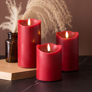 La décoration de la maison de Matti Pilier de <span class=keywords><strong>flamme</strong></span> réelle 3D à piles <span class=keywords><strong>Bougie</strong></span> à <span class=keywords><strong>led</strong></span> scintillante en cire de paraffine <span class=keywords><strong>rouge</strong></span> - Product Image 2