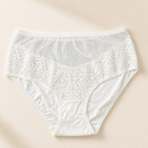 Ropa Interior de Dama de Cintura Alta en Tejido de Spandex/Nylon con Encaje de Hoja de Arce, Sensación Suave y Sin Costuras para Adultos - Product Image 4