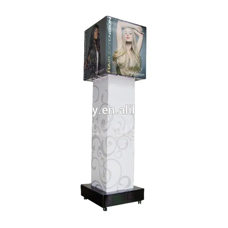 Unique Printed Cardboard Cutouts, POP Up Cardboard Hair Extension Display Stand with Hooks