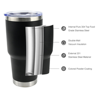 Vaso Térmico de Viaje de Acero Inoxidable con Aislamiento al Vacío de Doble Pared, Moderno, con Recubrimiento en Polvo, de 20oz/30oz, con Tapa para Bebidas Calientes/Frías, con Logotipo Personalizado