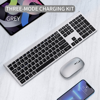 Venta al por Mayor, Precio de Oferta, Teclado y Ratón Inalámbricos BT+2.4G Portátiles con Diseño Ergonómico de 108 Teclas para Computadora Portátil y Tableta con Windows