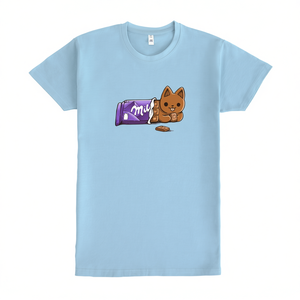 T-shirt Milkcat in cotone azzurro, abbigliamento casual unisex - Product Image 2