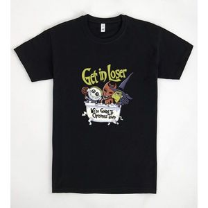 Maglietta promozionale da uomo nera taglia M con scritta 'Get In Loser Halloween' - Product Image 1