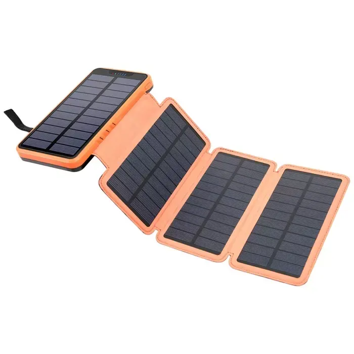 Custom logo Outdoor power bank solar 20000mah with 3pcs solar panel charger with charging cables