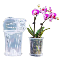 Vente en gros Plateau perforé moderne Gobelet suspendu Pot épaissi fleurs Pot d'orchidée en plastique transparent