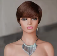 Perruques courtes en cheveux humains, perruques de cheveux brésiliens droits coupe Pixie pour femmes noires, perruques sans colle bon marché fabriquées à la machine, vente en gros