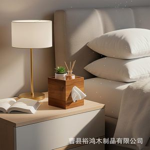 Caja de pañuelos de madera maciza con soporte para plantas y difusor, organizador de almacenamiento de escritorio, decoración multiusos para el hogar - Product Image 3