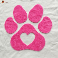 Patchs thermocollants DTF personnalisés pour la Saint-Valentin, motif patte de chien découpée au laser, en fourrure chenille grande et moelleuse, écologiques, tissés, pour vêtements
