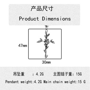 Stainless Steel <b>Cross</b> Flower Pendant Themed Pendants For Men And Women Fashion Necklace - Product Image 4