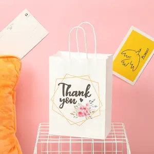 Thanks Party Gift Wedding Package White Kraft Paper Bags For Packaging