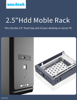 Unestech ST2510 Porte en aluminium Sata Hot Swap 2.5 pouces Ordinateur Fente de disquette Hdd Mobile Rack
