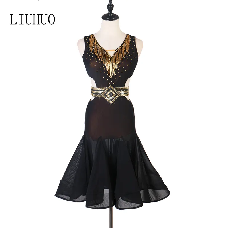 2019 Sexy negro Latina vestido de baile de salón de baile/Cha/Rumba/Samba/Jive/paso rápido usar para venta