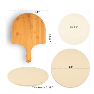 Pierre à Pizza de cuisson en <span class=keywords><strong>cordiérite</strong></span> en céramique réfractaire ou plaque en bois Pizza Peel Paddle Durable et Stone Pizza Cutter Set - Product Image 3