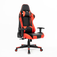 Kursi Komputer Gamer Sandaran Tinggi dengan Dudukan Empuk Mekanisme Kupu-kupu Dapat Disesuaikan Kursi Gaming Kulit Merah Nyaman
