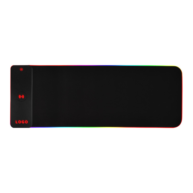 Custom XXXL Glowing RGB Wireless Charging Mousepad Desk Pad with Rubber Base and RGB Lighting