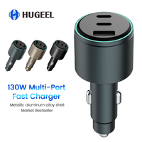 HUGEEL 2026 Nouveau chargeur de voiture 130W avec lumière LED 3-en-1 pour charge rapide PD, chargeurs de voiture 3 ports pour téléphones et tablettes Type C